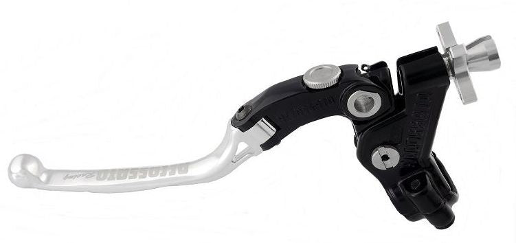 Accossato cable clutch control, standard folding lever provided with hose clamp in titanium colour, silver colour, 32 mm, RST