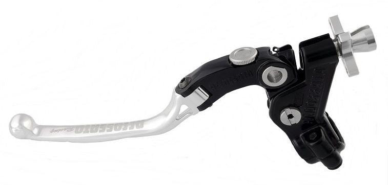 Accossato cable clutch control, standard folding lever provided with hose clamp in titanium colour, silver colour, 34 mm, RST