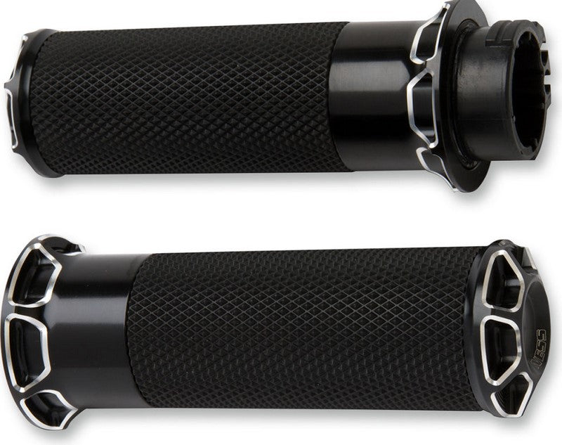 ARLEN NESS GRIPS BEVELED FUSION THROTTLE BY CABLE BLACK | 07-331