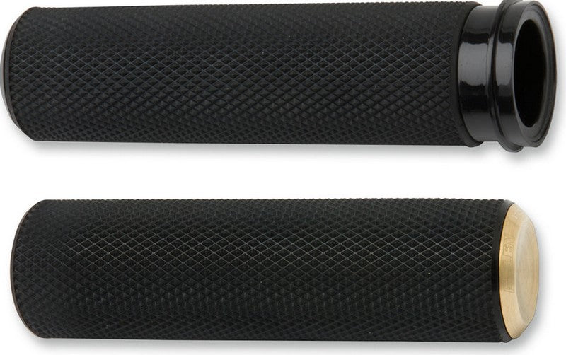 ARLEN NESS GRIPS KNURLED FUSION THROTTLE BY CABLE BLACK BRASS ENDCAP | 07-332