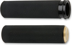 ARLEN NESS GRIPS KNURLED FUSION THROTTLE BY CABLE BLACK BRASS ENDCAP | 07-332