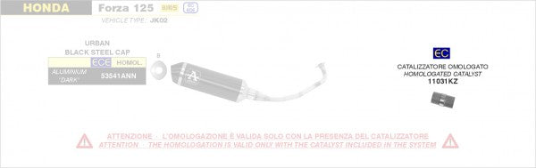 Street Catalytic converter kit, EC Homologated