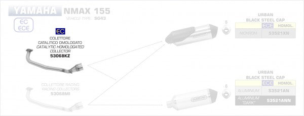 HOMOLOGATED STAINLESS STEEL COLLECTOR WITH CATALYST FOR ARROW SILENCERS