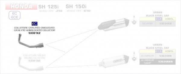 Street Catalytic homologated collector for Urban Exhaust, EC Homologated