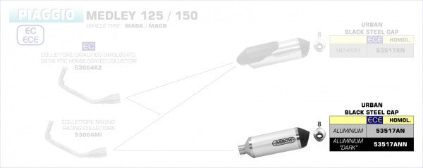 HOMOLOGATED ALU DARK URBAN SILENCER WITH STAINLESS STEEL BLACK END CAP FOR ARROW COLLECTOR
