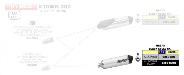 HOMOLOGATED ALUMINIUM DARK URBAN SILENCER WITH STAINLESS STEEL BLACK END CAP