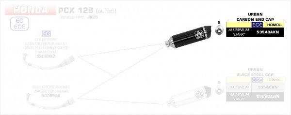 Scooter Urban aluminium Dark silencer with carbon end cap, Endcap Carbon, ECE Homologated, Included DB-Killer
