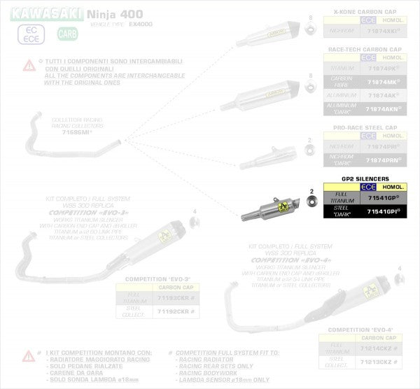HOMOLOGATED NICHROM DARK GP2 SILENCER WITH WELDED LINK PIPE FOR ORIGINAL AND ARROW COLLEC.