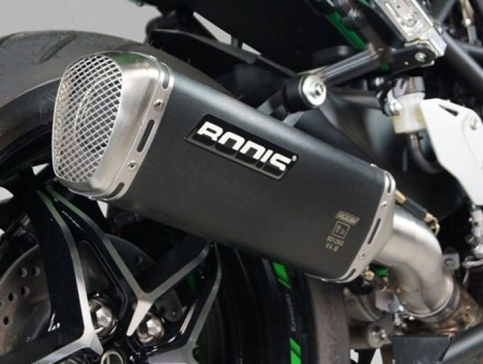 Bodis Exhaust Slip-On V4-M-GE, Stainless Steel Black, Catalyzer : Original, EU Homologated | KN1000SX-002