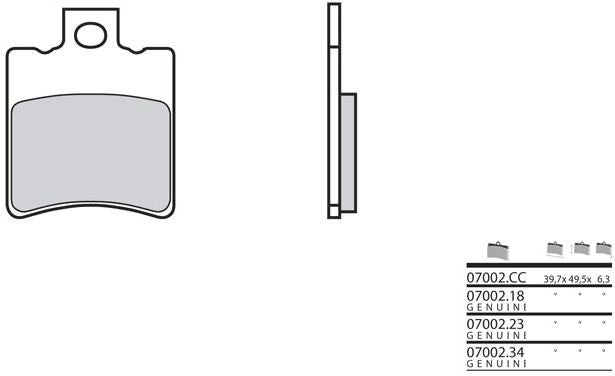 BREMBO Brake Pads 07002CC Carbon Ceramic | 07002CC