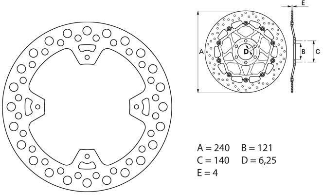BREMBO Oro Brake Disc Round Fix | 68B40786