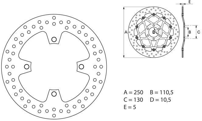 BREMBO Oro Brake Disc Round Fix | 68B407A3