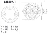 BREMBO Serie ORO fixed round rear brake disc for MV Agusta F4R/B Brutale 1078 | 68B407J1