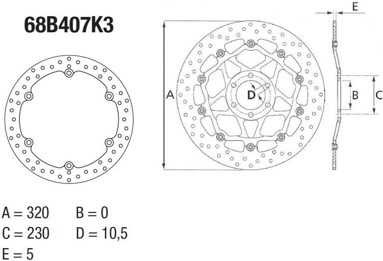 BREMBO Oro Brake Disc Round Fix | 68B407K3