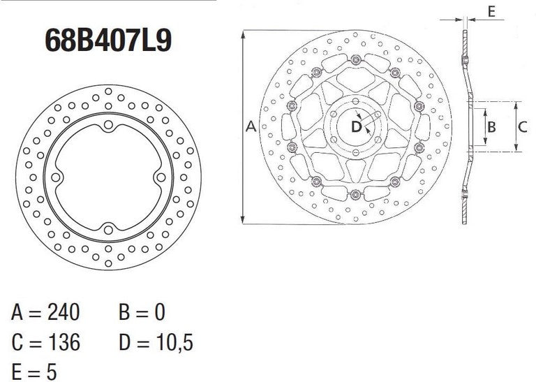 BREMBO Oro Brake Disc Round Fix | 68B407L9