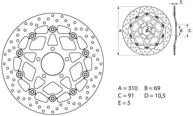 BREMBO Oro Brake Disc Round Floating | 78B40865