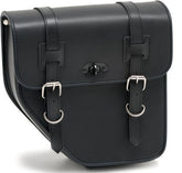 Custom Acces Ibiza Leather Saddlebag With Right Side Metal Base, Black | AP0013N