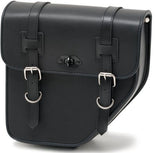 Custom Acces Ibiza Leather Saddlebag With Left Side Metal Base, Black | AP0014N