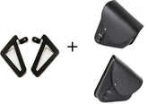 Custom Acces Barcelona Leather Saddlebag Left Side + Universal Support Side Left, Black | APB002N