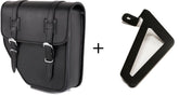 Custom Acces Ibiza Leather Saddlebag Left Side + Universal Support Side Left, Black | APM002N