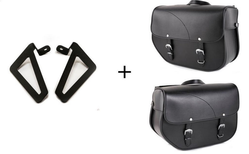 Custom Acces Sant Louis Pair Of Saddlebags + Universal Support, Black | APS002N