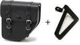 Custom Acces Ibiza Leather Saddlebag With Metal Base Left Side + Universal Support Left Side, Black | APS016N