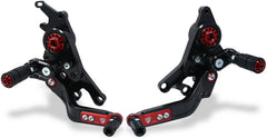 CNC Racing Adjustable rear sets rider Ducati Hypermotard 950, Black/Red | PE432BR