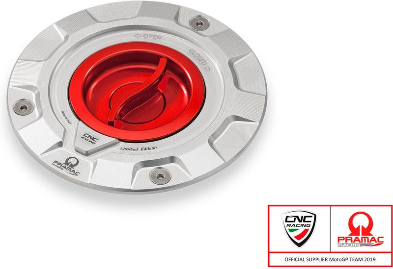 CNC Racing Fuel tank cap Pramac Racing Limited Edition, Silver/Red | TS423SPR