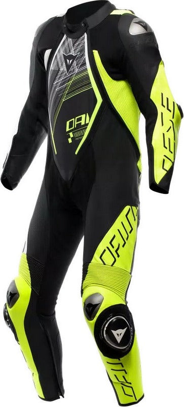 Dainese AUDAX D-ZIP 1PC PERF. LEATHER SUIT, BLACK/YELLOW-FLUO/WHITE | 2015100002-P86