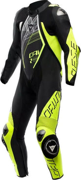 Dainese AUDAX D-ZIP 1PC PERF. LEATHER SUIT, BLACK/YELLOW-FLUO/WHITE | 2015100002-P86