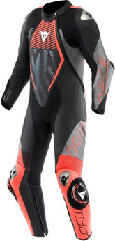 Dainese AUDAX D-ZIP 1PC PERF. LEATHER SUIT, BLACK/RED-FLUO/ANTHRACITE | 2015100002-Z09