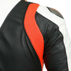 Dainese LAGUNA SECA 5 1PC LEATHER SUIT PERF., Black/White/Fluo-Red | 201513467N32008