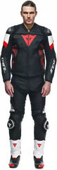 Dainese AVRO 5 LEATHER JACKET, BLACK/RED-LAVA/WHITE | 2015300001-A77