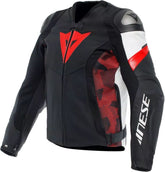 Dainese AVRO 5 LEATHER JACKET, BLACK/RED-LAVA/WHITE | 2015300001-A77