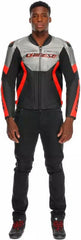 Dainese RACING 5 LEATHER JACKET, SILVER/BLACK/RED-FLUO | 2015300031-245