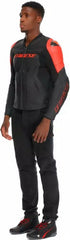 Dainese RACING 5 PERF LEATHER JACKET, BLACK/BLACK/RED-FLUO | 2015300032-P75
