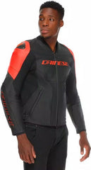 Dainese RACING 5 PERF LEATHER JACKET, BLACK/BLACK/RED-FLUO | 2015300032-P75