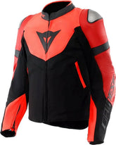 Dainese IPERATTIVA LEATHER-TEX JACKET, RED-FLUO/BLACK | 2015300036-779
