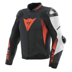 Dainese Super Speed 4 Leather Jacket Perf. Black-Matt/White/Fluo-Red | 201533871-23A
