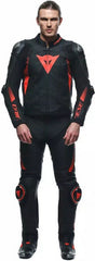 Dainese SUPER SPEED LEATHER PANTS, BLACK/RED-FLUO | 2015500001-628