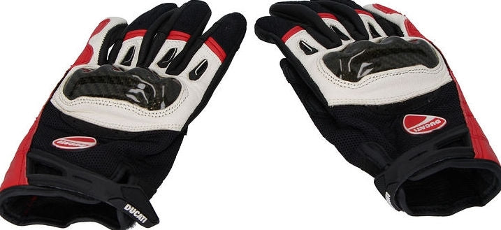 Ducati Company C1 - Fabric-leather gloves, Red-White-Black | 98104211