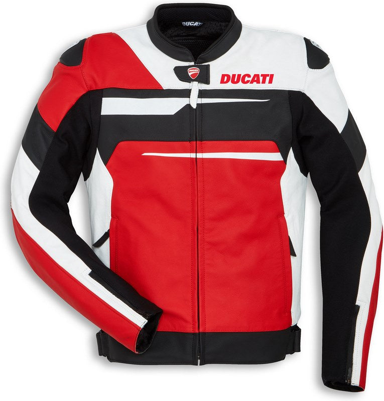 Ducati Accessories Speed Evo C1 Leather Jacket Perforated Red-White-Black For Men | 9810442