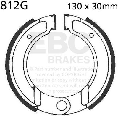 EBC-Brakes Motorcycle Grooved Replacement Brake Shoes to fit Rear Left