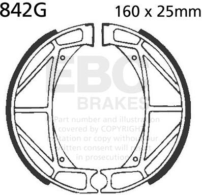 EBC-Brakes Motorcycle Grooved Replacement Brake Shoes to fit Rear Left
