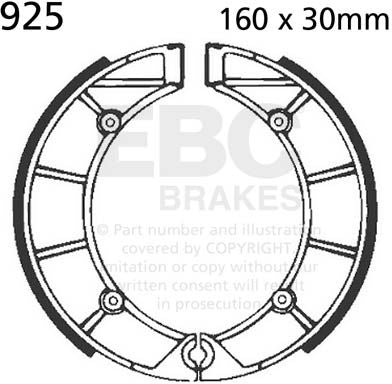 EBC-Brakes Plain Motorcycle Replacement Brake Shoes to fit Front Left