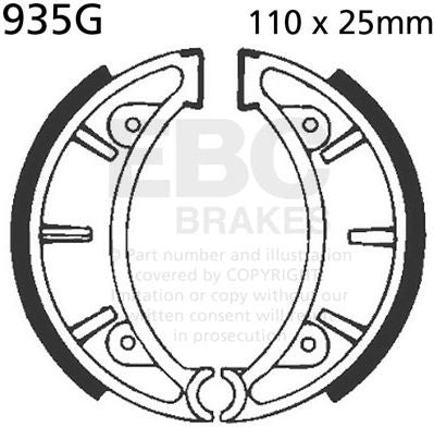 EBC-Brakes Motorcycle Grooved Replacement Brake Shoes to fit Front Left