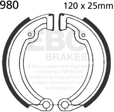 EBC-Brakes Plain Motorcycle Replacement Brake Shoes to fit Front Left