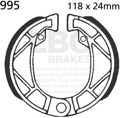 EBC-Brakes Plain Motorcycle Replacement Brake Shoes to fit Rear Right