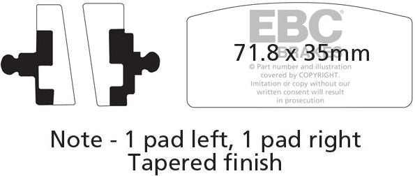 EBC-Brakes British Made Semi-Sintered V-Pads to fit Front Left