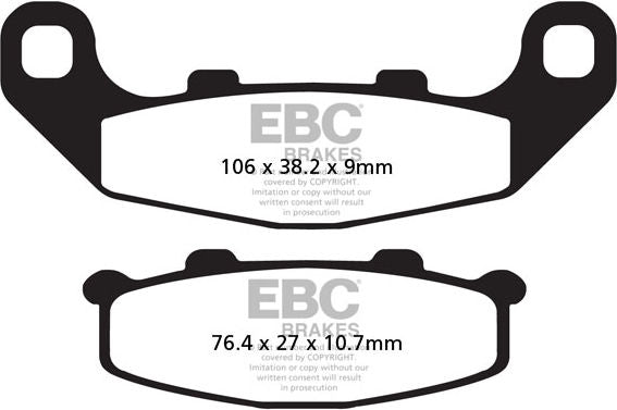 EBC-Brakes British Made Kevlar® Organic FA Series Brake Pads to fit Rear Right